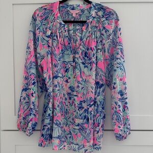Lilly Pulitzer Pink and Blue Floral Top